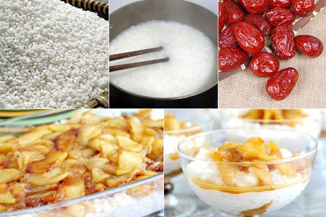 cách nấu chè nếp mứt táo tàu
