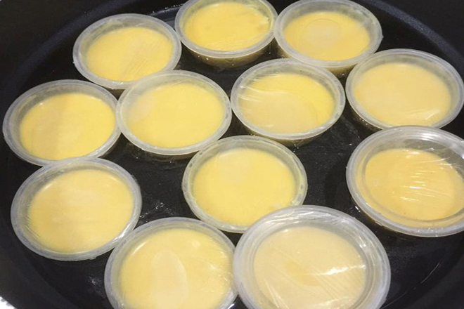 hấp bánh flan trứng sữa
