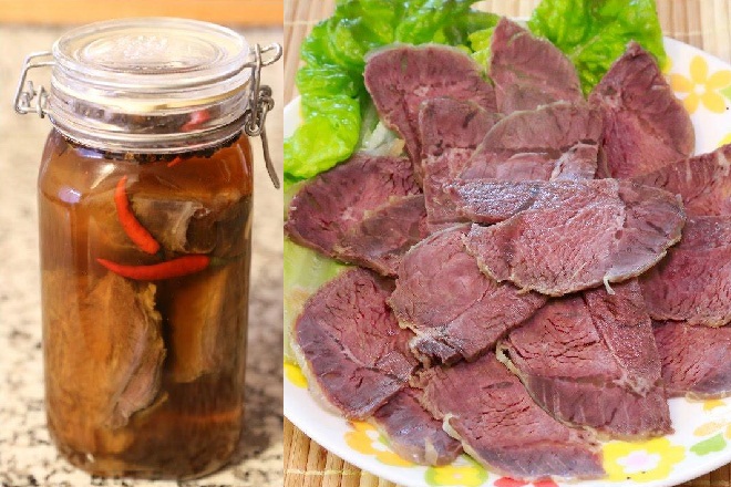 hũ ngâm thịt bắp bò chua ngọt với nước mắm