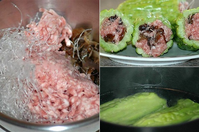 nấu canh khổ qua dồn thịt heo và tôm