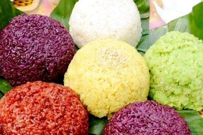 nếp nương Điện Biên nấu thành xôi đa sắc