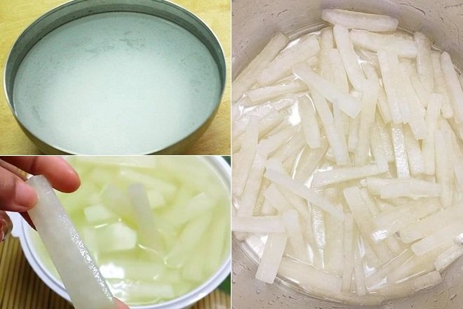ngâm bí đao với nước vôi trong