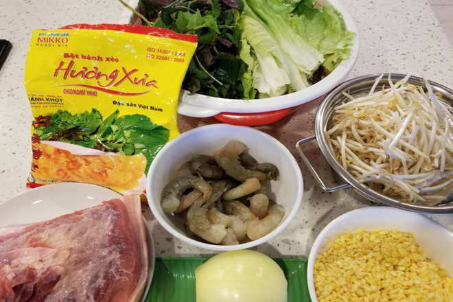 nguyên liệu làm bánh xèo miền Nam