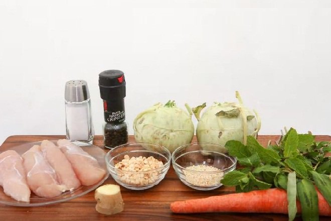 nguyên liệu làm nộm su hào thịt gà