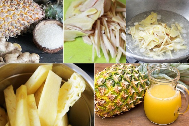 sơ chế gừng và thơm làm mứt