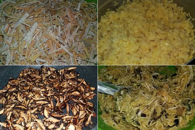 sơ chế nguyên liệu làm chả giò khoai môn chay