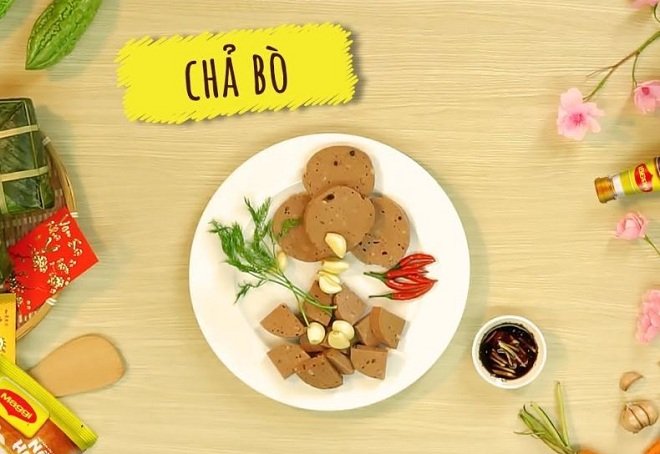 thành phẩm chả lụa bò bày trí tinh tế