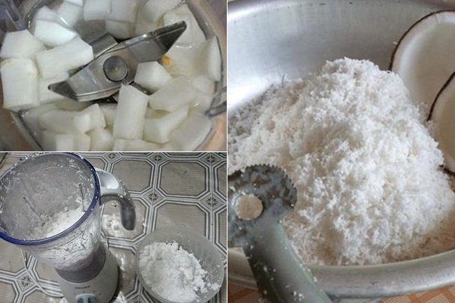 thau cơm dừa xay nhuyễn