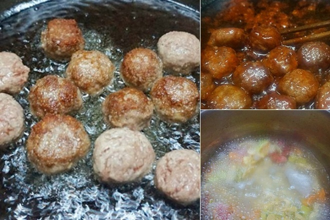 cách làm nui xào bò viên cho bé