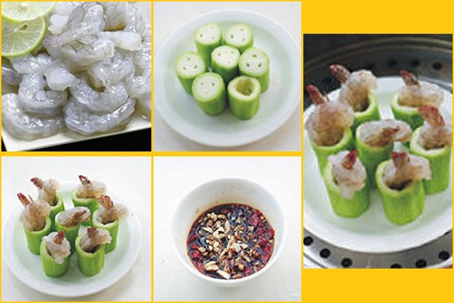 cách làm tôm hấp mướp