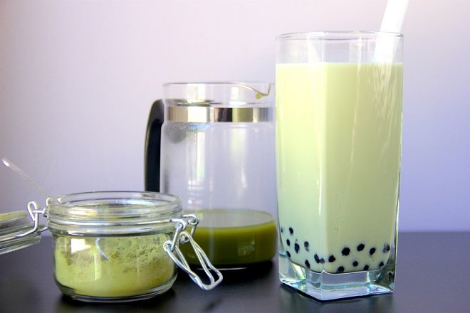 ly trà sữa trân châu trà xanh matcha