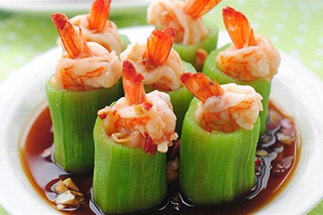 tôm hấp mướp