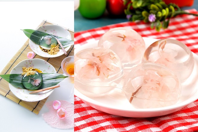 bánh mochi hình giọt nước hoa anh đào
