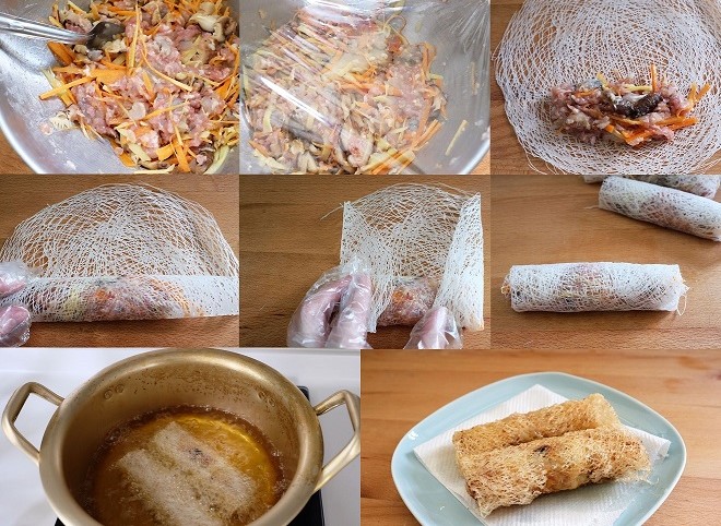 các khâu cuốn và chiên chả giò