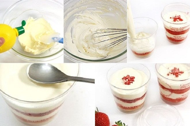 cách làm bánh tiramisu bằng bánh bông lan vị dâu tây