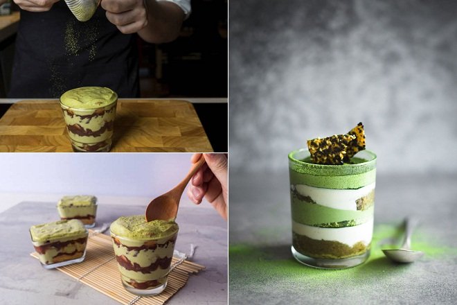cách lắp ráp bánh tiramisu trà xanh và thưởng thức