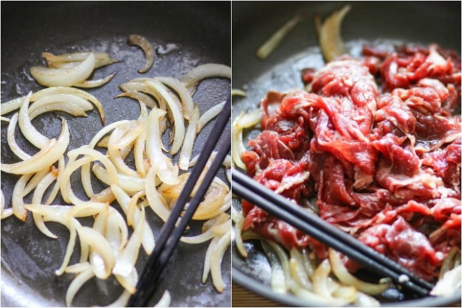 cách xào thịt bò hành tây
