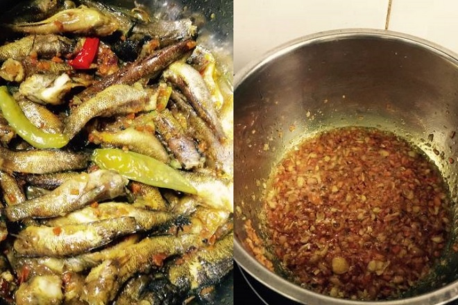 công đoạn ướp cá và đun hỗn hợp nghệ