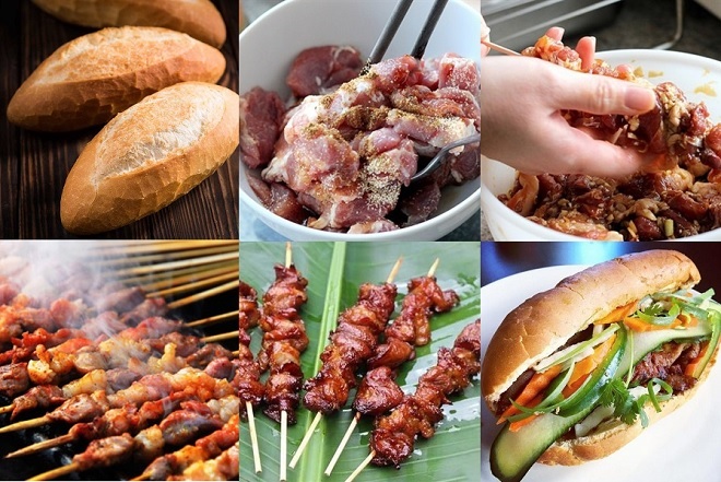công đoạn ướp thịt nướng ăn với bánh mì