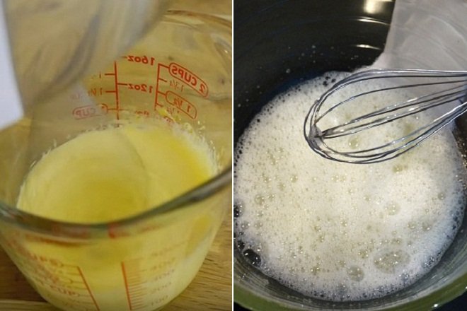 đánh hỗn hợp lòng trắng trứng, lòng đỏ trứng riêng