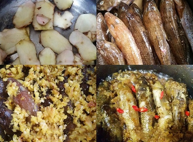 hoàn chỉnh công đoạn kho cá bống với riềng