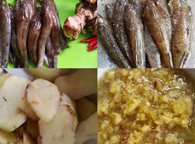 làm sạch cá bống và lọc nước cốt riềng