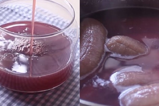 ngâm chuối với rượu vang