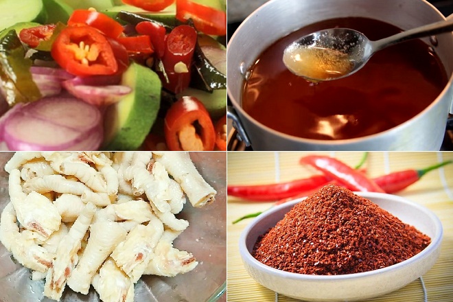 nguyên liệu làm cóc non dầm chân gà chua ngọt