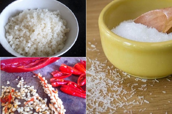 nguyên liệu làm muối ớt đỏ rang