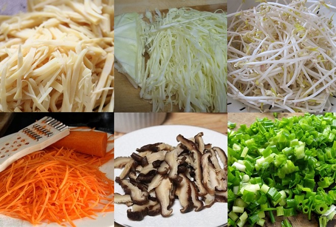 sơ chế rau củ làm nhân chả giò chay