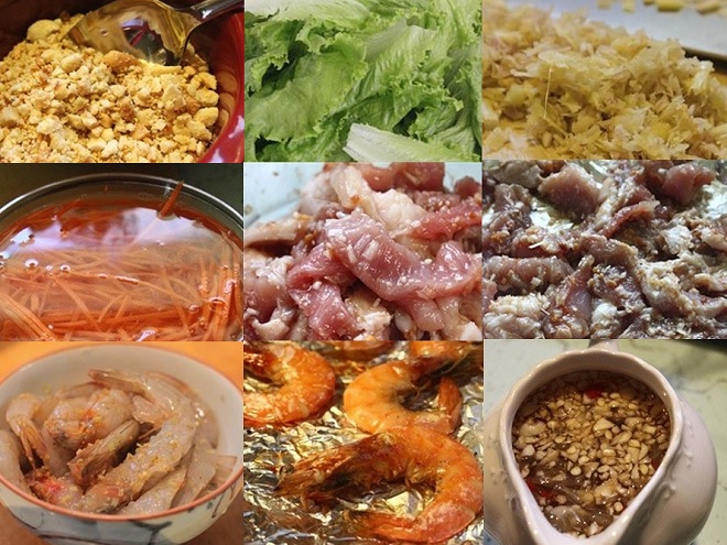 sơ chế và chế biến nguyên liệu làm bún thịt nướng có tôm
