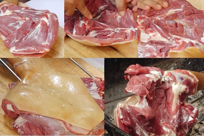 sơ chế và nướng thịt dê