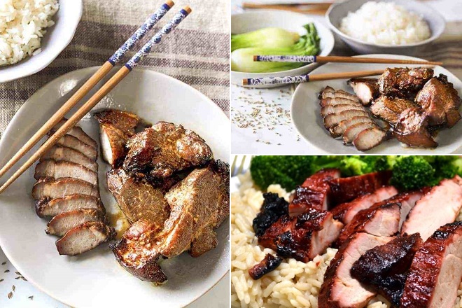 thịt heo xá xíu ăn với cơm