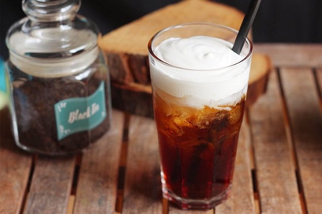 trà đào kem cheese macchiato
