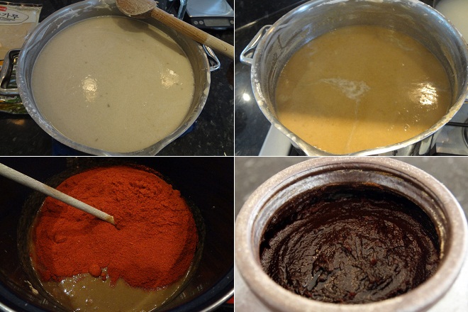 trộn hỗn hợp bột ớt làm tương ớt gochujang hàn quốc