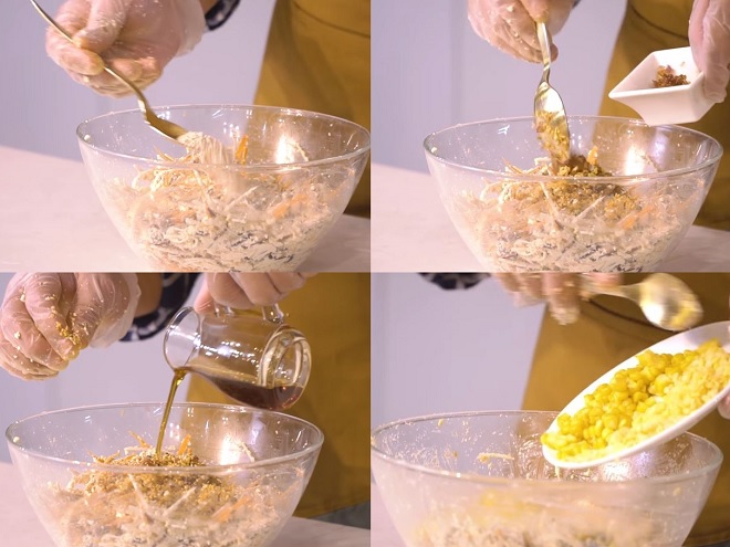 ướp gia vị cho hỗn hợp nhân chả giò chay