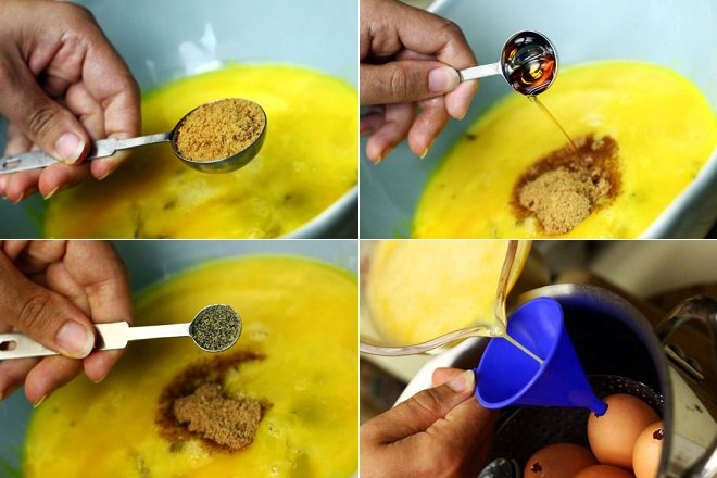 ướp gia vị và đánh bông lòng trứng gà