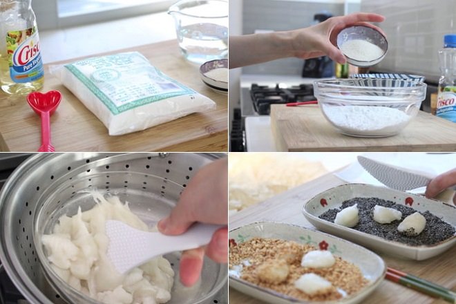cách làm bánh mochi mè đen đậu phộng đài loan