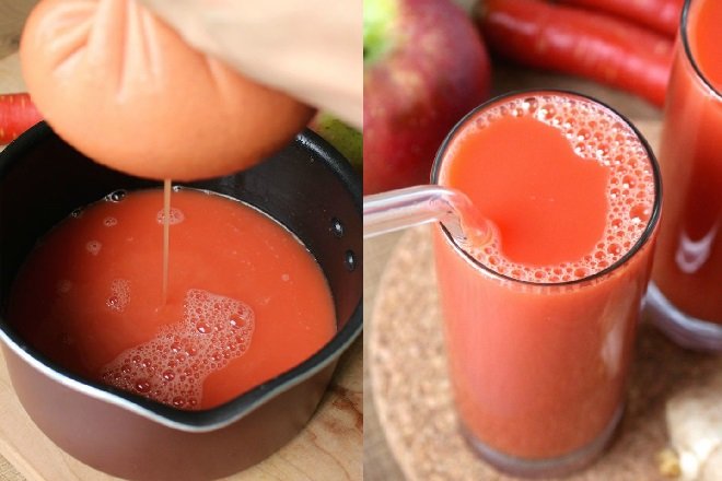 cách làm nước ép táo cà rốt với gừng