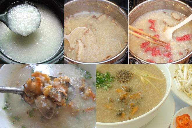 cách nấu cháo thịt bò sò huyết nấm rơm