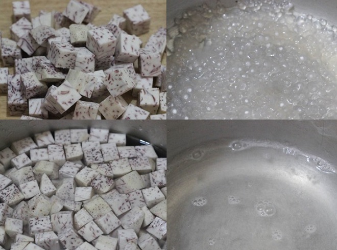 cách sơ chế khoai môn với bột báng và xử lí bột thạch rau câu