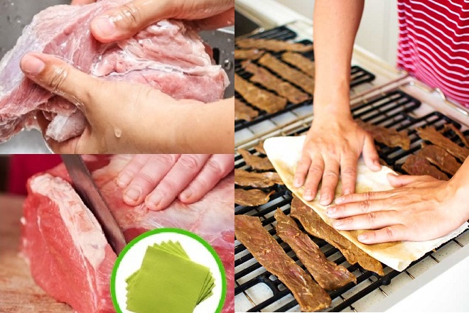 cách thái thịt bò và lau khô