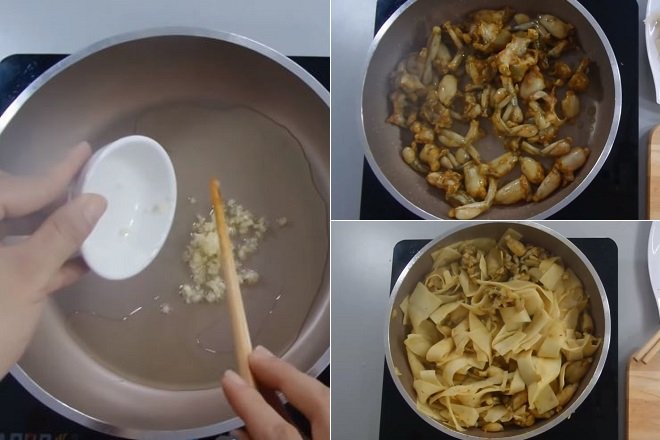 cách xào ếch với măng tươi, lá lốt
