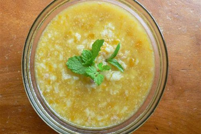 cháo thịt bò bằm bí đỏ