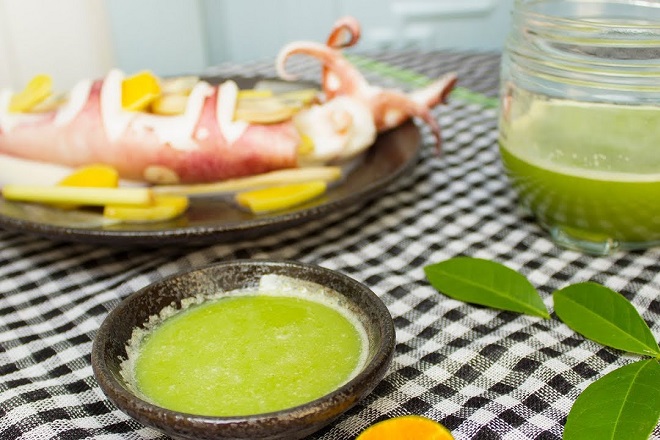 chén muối xanh chấm hải sản nướng
