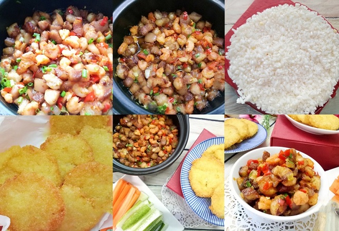 chiên xôi nếp dùng kèm nước chấm kho quẹt