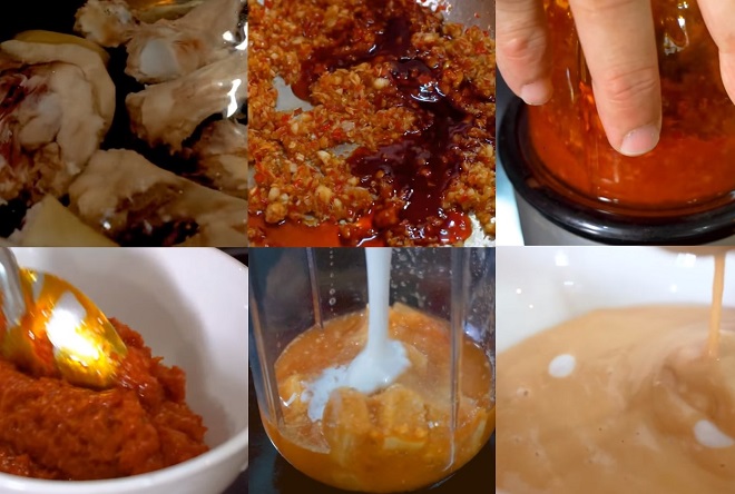 hầm xương heo với đuôi bò và làm hỗn hợp nước chấm