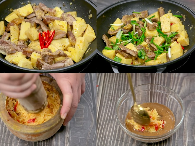 khâu xào thịt bò với măng và làm nước chấm