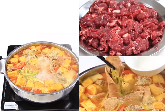 món lẩu bắp bò riêu cua ngon gây nghiện