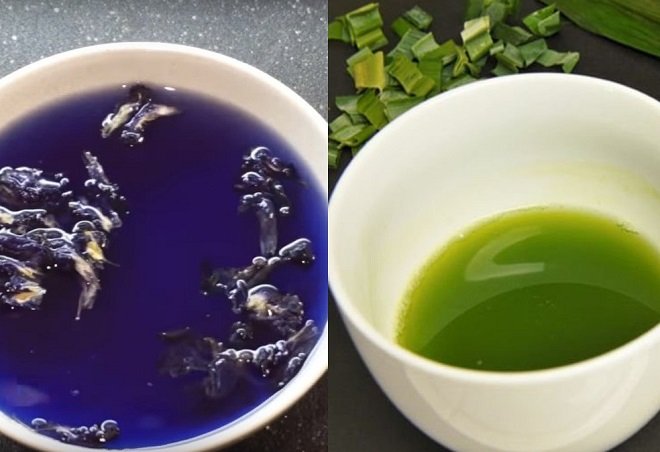 nguyên liệu nước cốt hoa đậu biếc và nước cốt lá dứa